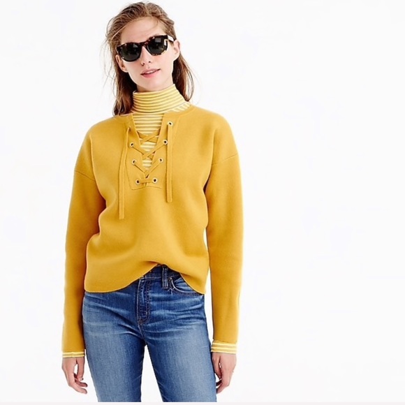 J. Crew Sweaters J Crew Collection Bonded Laceup Sweater Mustard